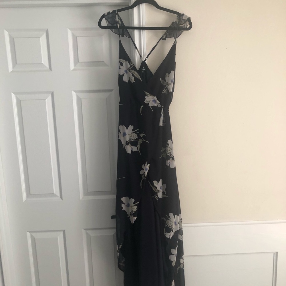 Lulus Blue Floral Wrap Dress